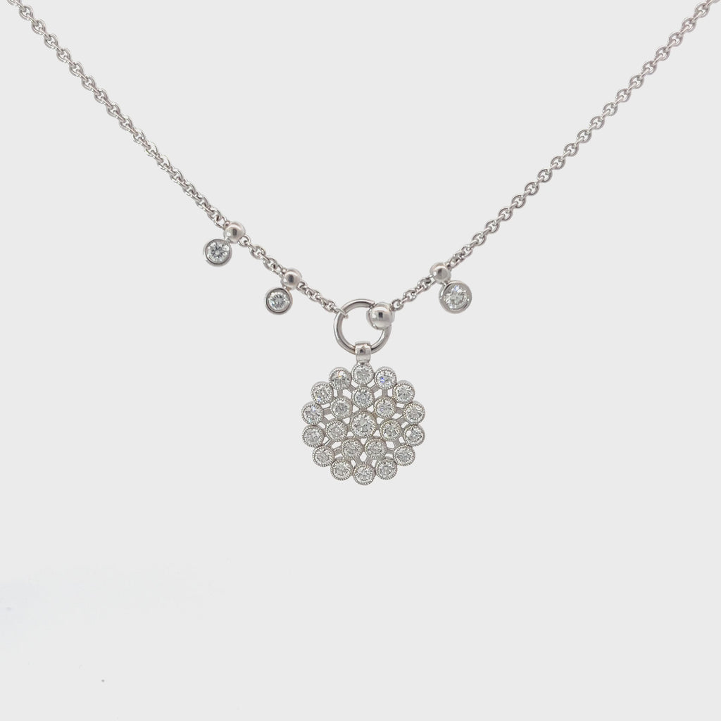 18k White Gold 1.56CT E VVS Round Diamond Snowflake Choker Necklace