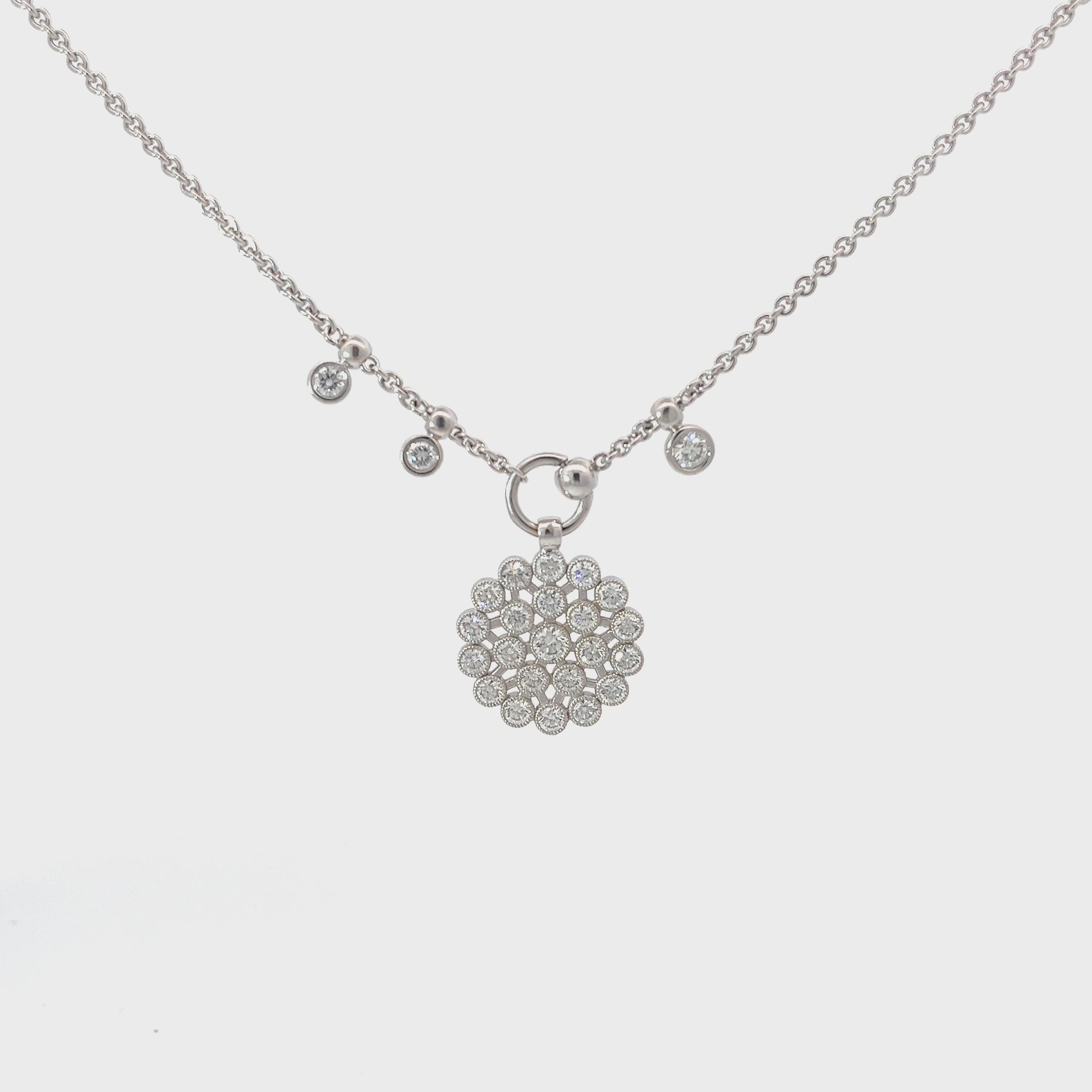 18k White Gold 1.56CT E VVS Round Diamond Snowflake Choker Necklace