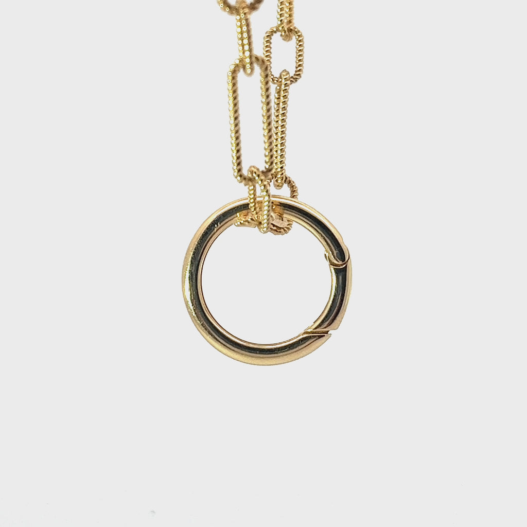 14k Yellow Gold Round Push Lock Necklace