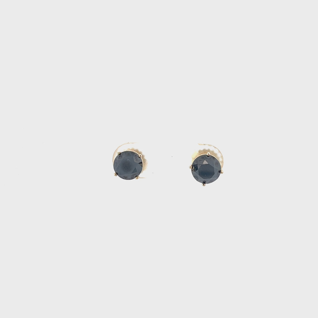 14K YELLOW GOLD 2CT BLACK DIAMOND STUD EARRINGS