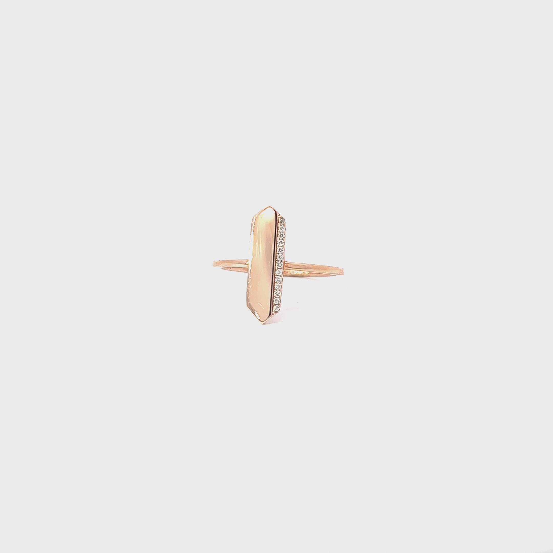14k Rose Gold .05ct G SI1 Round Diamond Bar Accented Ring