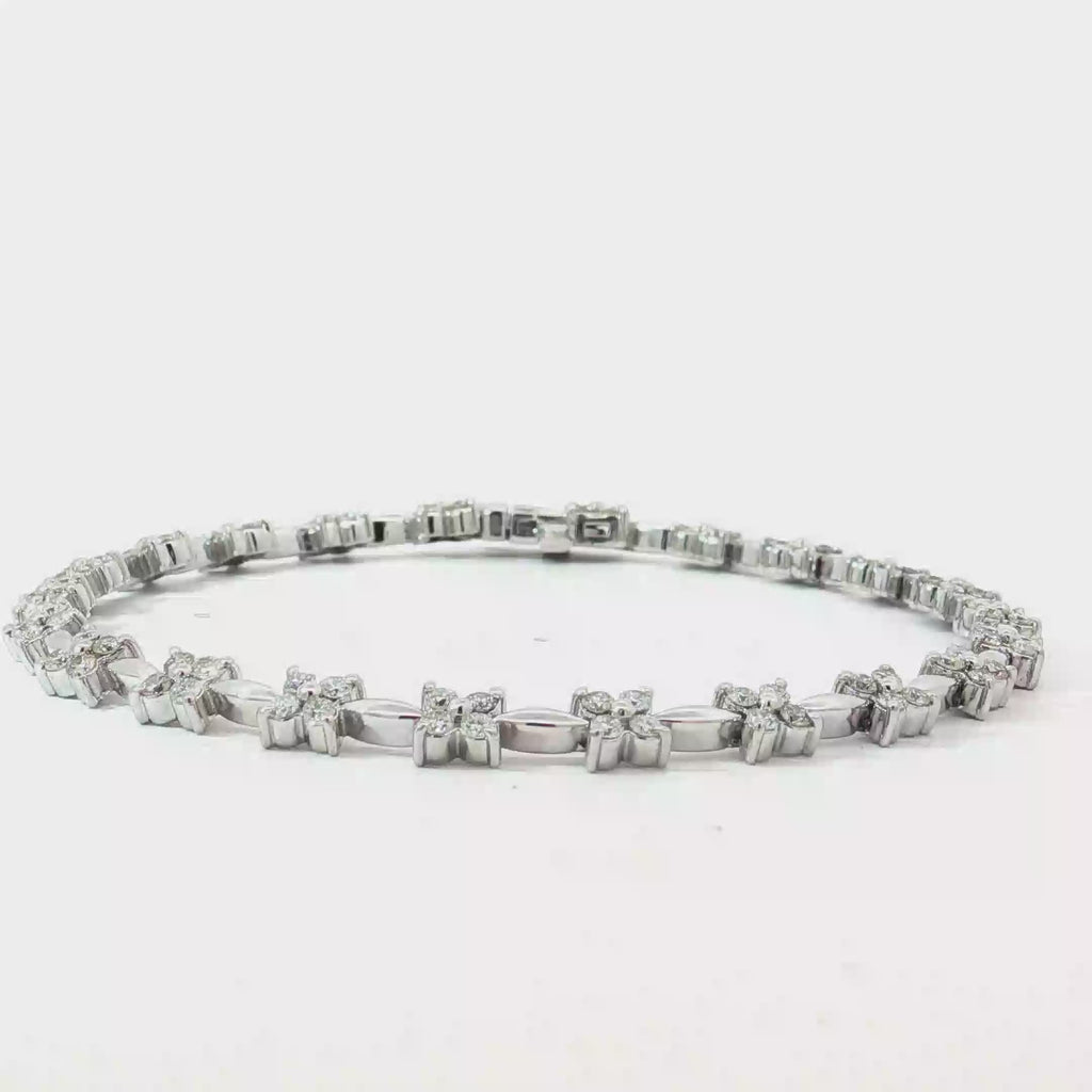 14k Yellow and White  Gold 2.00ct G VS2 Round Diamond Flower Bracelet