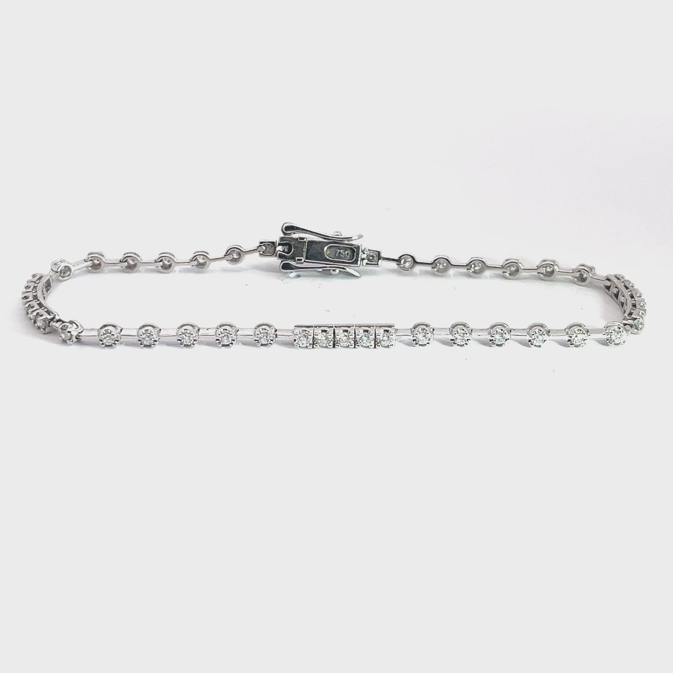 18k White Gold 1ct F VS2 Round Diamond Bracelet