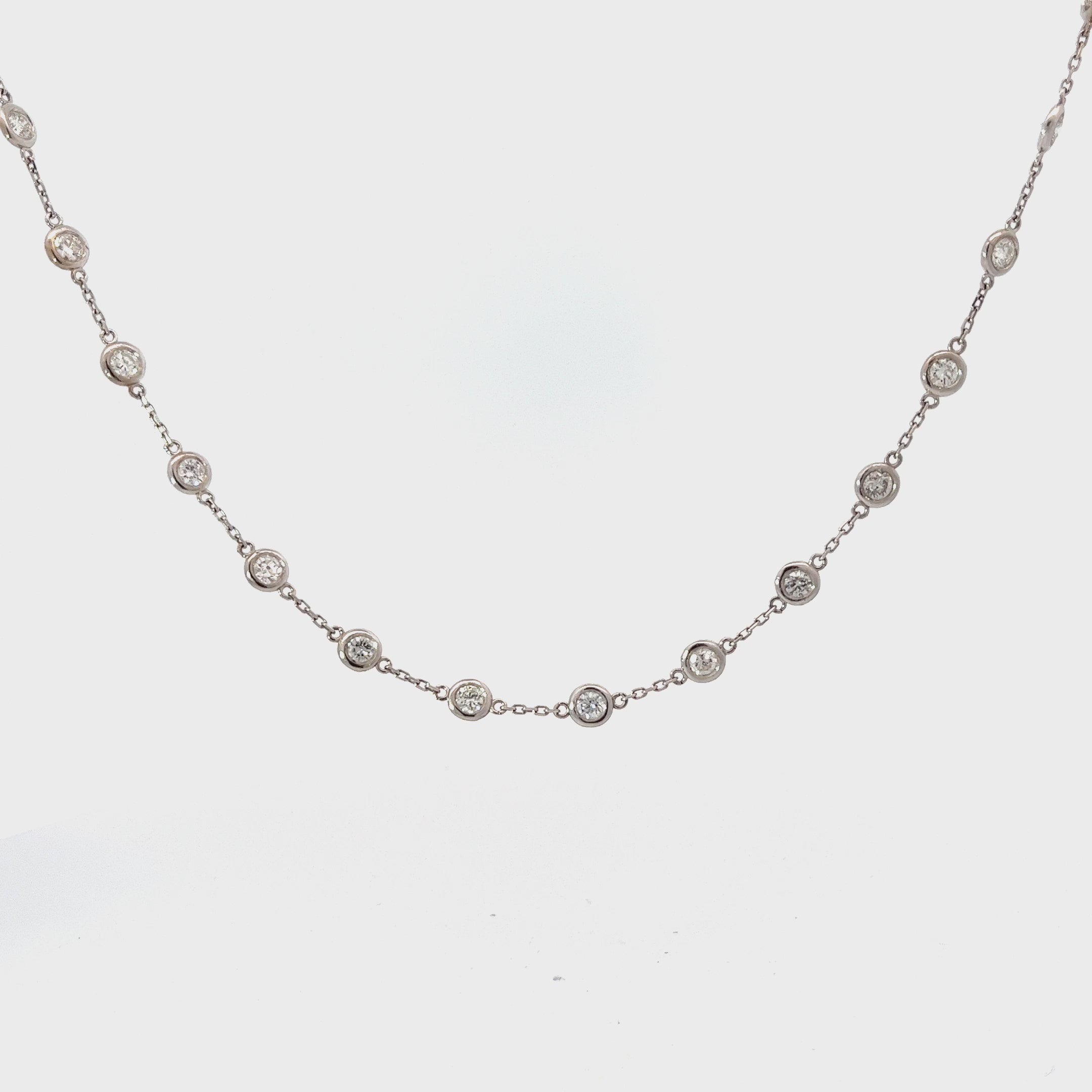 14k White Gold 4.20ct H SI1 Round Diamond by the yard Necklace
