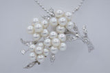 Ladies 18k White Gold Diamond and Pearl Necklace