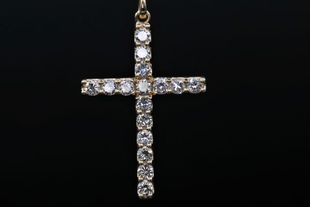 Mens 14k yellow gold Diamond cross Necklace