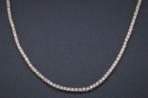 Men's 14k Yellow Gold Diamond Tennis Necklace