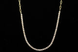 Ladies 14k Yellow Gold Diamond Paperclip Necklace