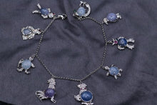 Load image into Gallery viewer, Ladies Vintage Platinum Star Sapphire charm bracelet