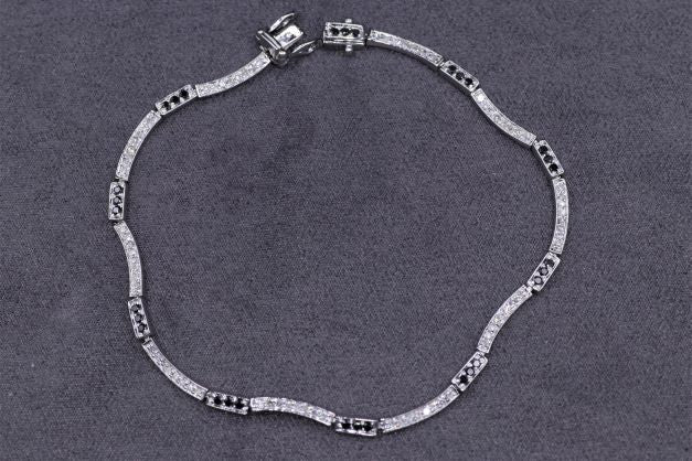 Ladies 14k White Gold White and Black Diamond bracelet