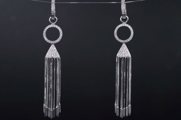 Ladies 14k White Gold Diamond Dangle earrings