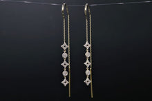 Load image into Gallery viewer, Ladies 14k Yellow Gold Diamond Thread Earrings