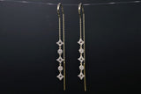 Ladies 14k Yellow Gold Diamond Thread Earrings