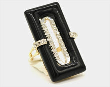 Load image into Gallery viewer, ladies Vintage 14k Yellow Gold Onyx and Diamond Ring