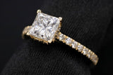 Ladies 14k Yellow Gold GIA certified Princess Cut Diamond engagement ring