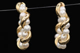 Ladies 14k yellow gold Pearl Hoop earrings