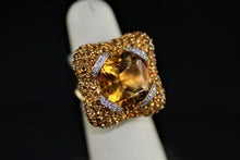 Load image into Gallery viewer, Ladies 14K Yellow Gold Citrine and Diamond ring