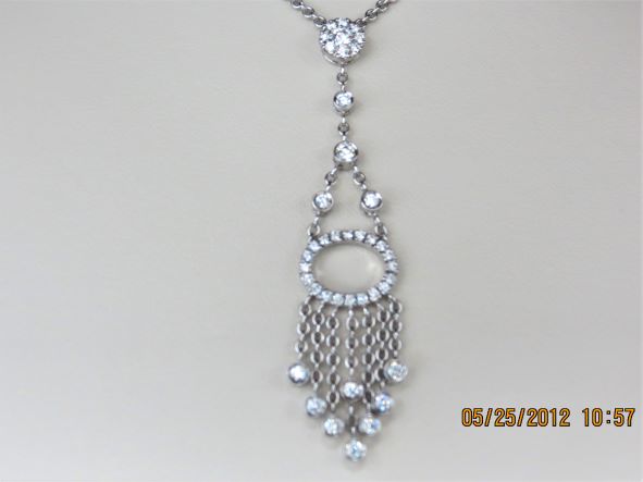Ladies 18k white gold Diamond drop Necklace