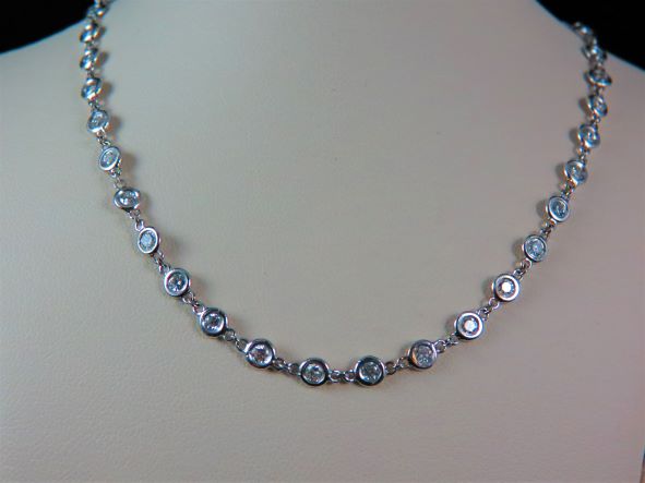 Ladies 14k White Gold Diamonds by the Yard Necklace