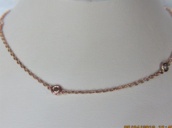Ladies 14k Rose Gold Diamonds by the Yard Necklace