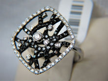 Load image into Gallery viewer, Ladies 18K White Gold Black and White Diamond Coral Fashion Ring