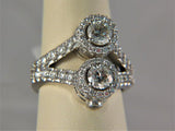 Ladies 14k White Gold Double Diamond Pave Fashion Ring