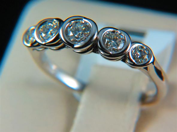 Ladies 14k White Gold Bezel set Diamond Ring