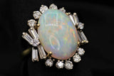 Ladies 18k Two Toned Opal and Diamond Ring