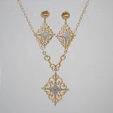 Ladies 18K Two Toned Necklace and earrings set