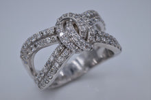 Load image into Gallery viewer, Ladies 14k White Gold Diamond Love Knot Ring