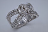 Ladies 14k White Gold Diamond Love Knot Ring