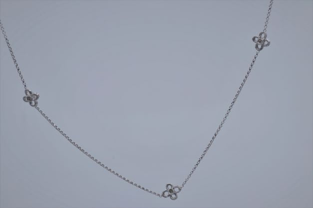 14k White Gold .10ct G SI1 Round Diamond Necklace 24 inch