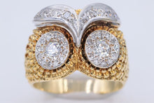 Load image into Gallery viewer, Ladies 18K TWO TONED Vintage Diamond  Owl Ring