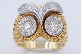 Ladies 18K TWO TONED Vintage Diamond  Owl Ring