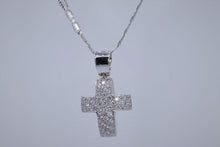 Load image into Gallery viewer, Mens 18k White Gold Diamond Cross Necklace