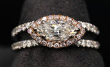 Ladies 18k Two Toned Marquise Shaped Diamond Engagement Ring