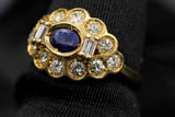 Ladies 18k Yellow Gold Vintage Sapphire and Diamond Ring
