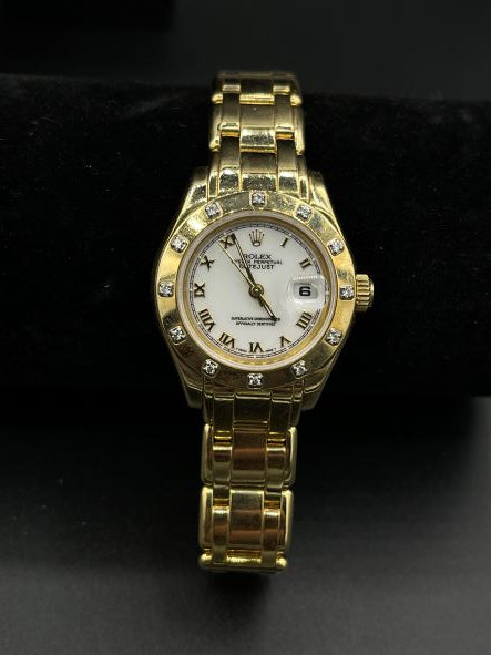Ladies 18k Yellow Gold Pre-Owned Rolex Pearlmaster Watch