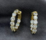 Ladies 14k Yellow Gold Diamond Hoop Earrings